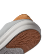 Atlantic men's shoe close-up of sole and heel facing upward with textured outsole, extra cushioning, and arch support design.