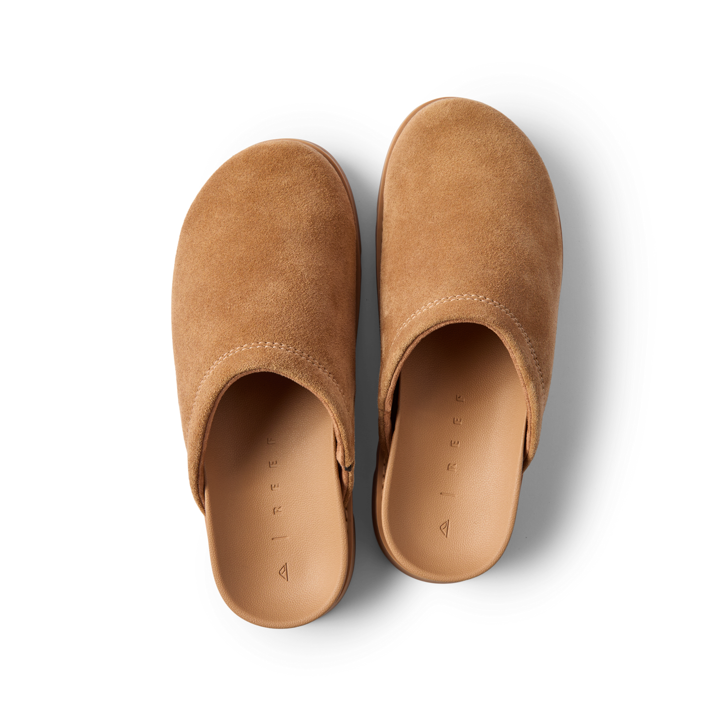 Vista Luxe Mariana suede clogs viewed from above with toes facing upward and heels downward for comfortable everyday wear