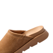 Vista Luxe Mariana suede clog facing left in close up showing the closed toe and cushioned footbed