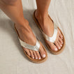 Vista Luxe Vivianahh women's sandals front-facing with metallic straps and cushioned footbed for beach comfort.