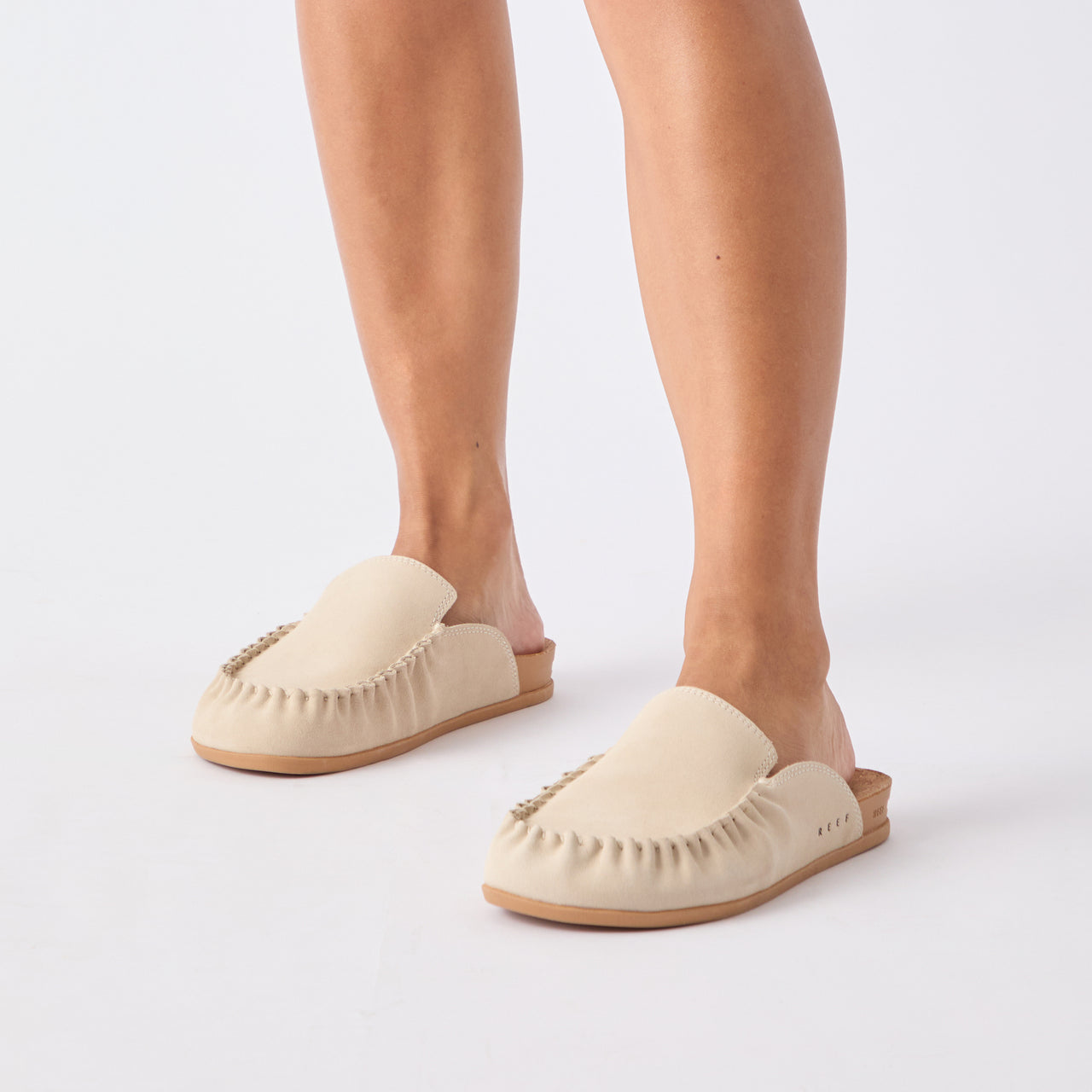 Vista Myra cream clogs facing left with soft rebound cushioning and enhanced arch support