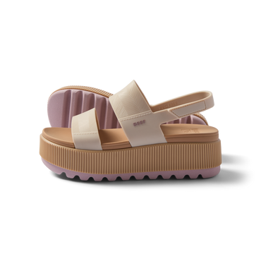 Side view of women's Water Vista Higher sandal in vintage pale mauve with thick cushioned sole and water-friendly materials.