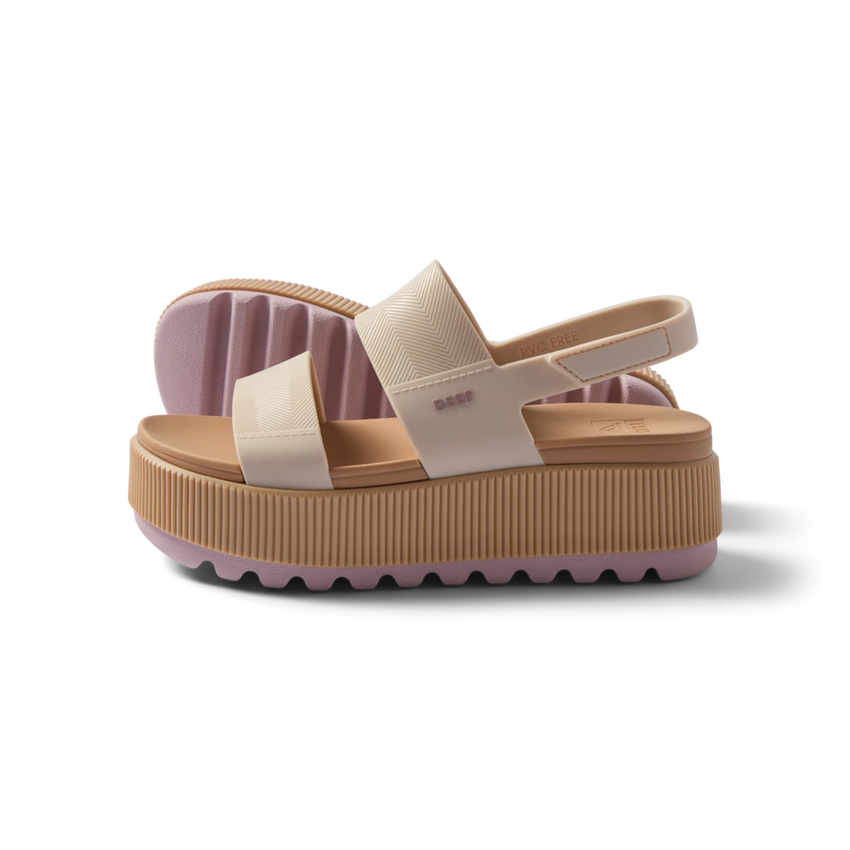 Side view of women's Water Vista Higher sandal in vintage pale mauve with thick cushioned sole and water-friendly materials.