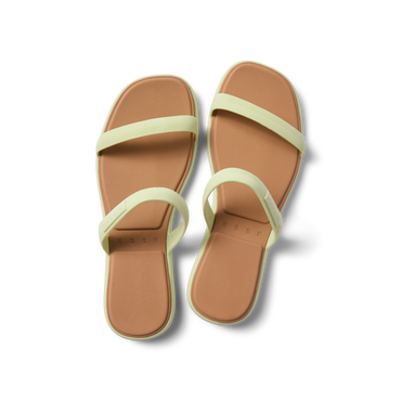 Top view of Water Willow Marina women's sandals in light aloe green with cushioned footbed designed for beach comfort.